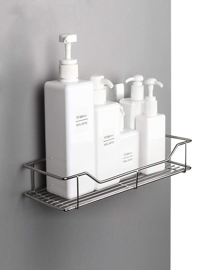 KOYET Stainless Steel Self Adhesive Silver Chrome Bathroom Shelves Rack Wall Holder Storage Rack with Strong Magic Sticker (Multicolor) (Silver Simple Rack) - Image 2